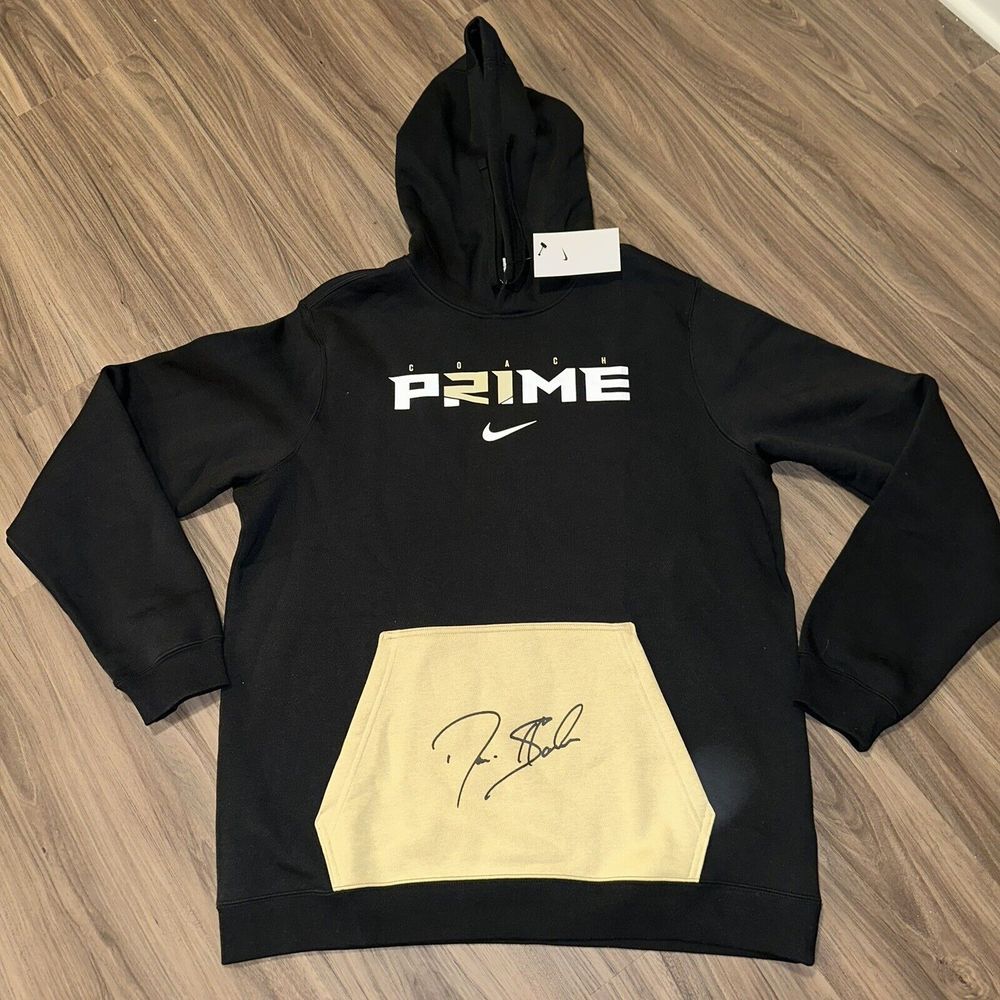 NWT Nike Men's Coach Prime Deion Sanders 2.0 Black Pullover Hoodie Size Large